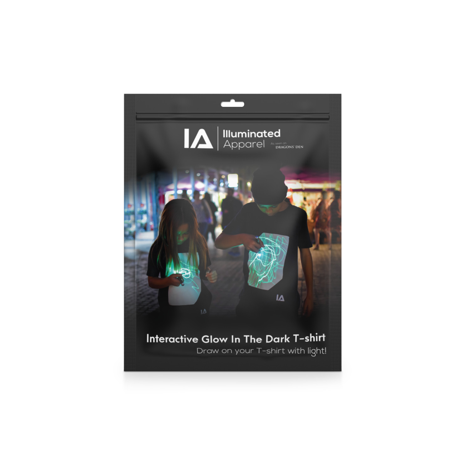 Interactive Glow T-Shirt incl. Keyring Black, S 