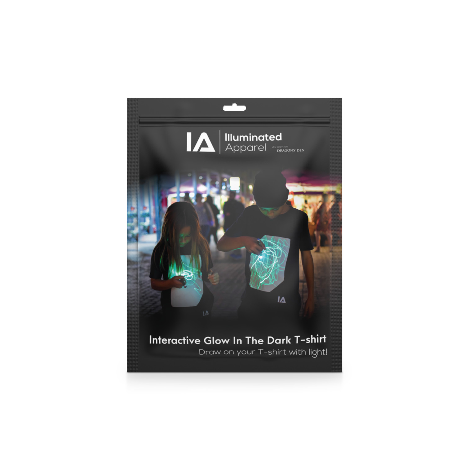 Interactive Glow T-Shirt incl. Keyring Black, XL