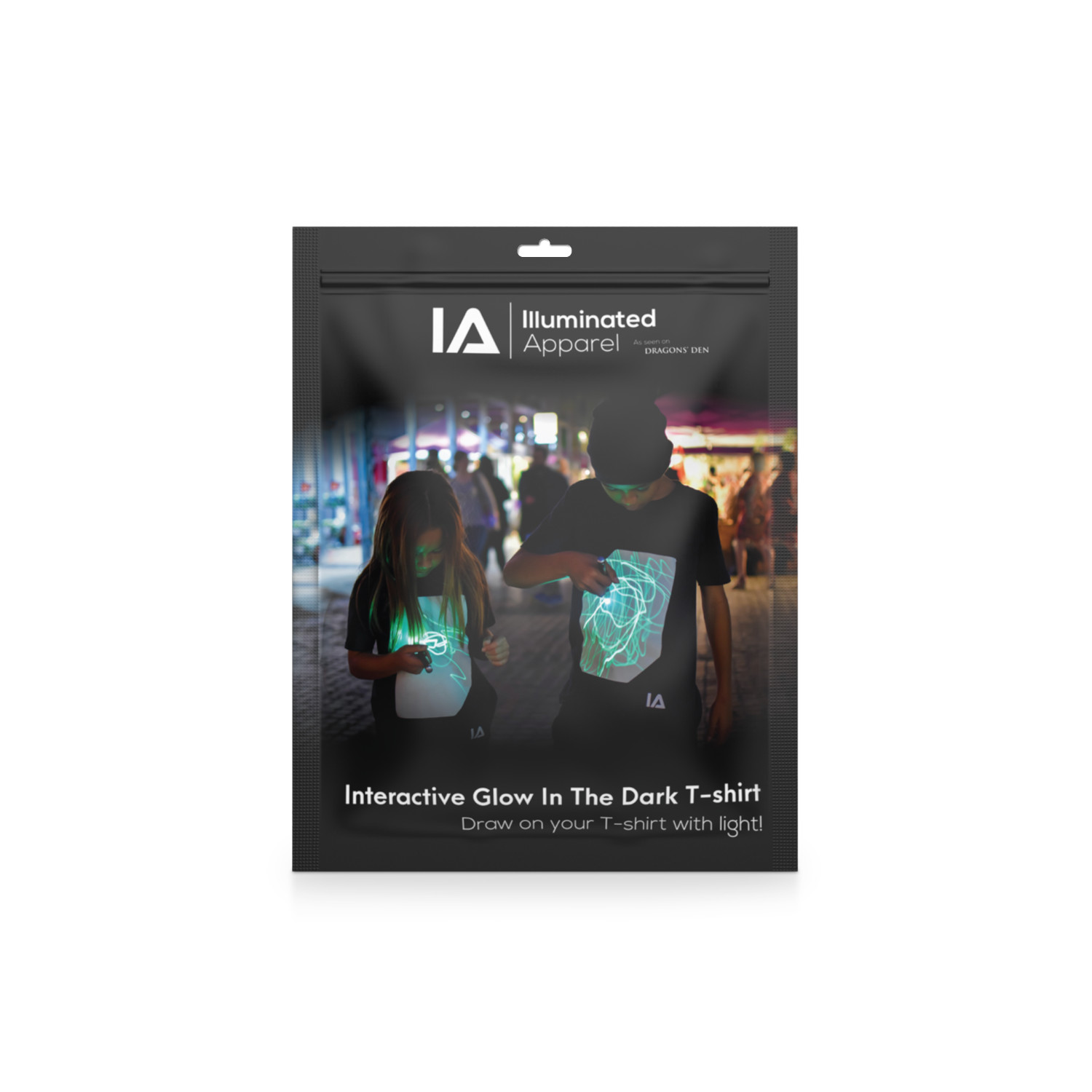 Interactive Glow Shirt + Keyring Black, 7-8 Years 