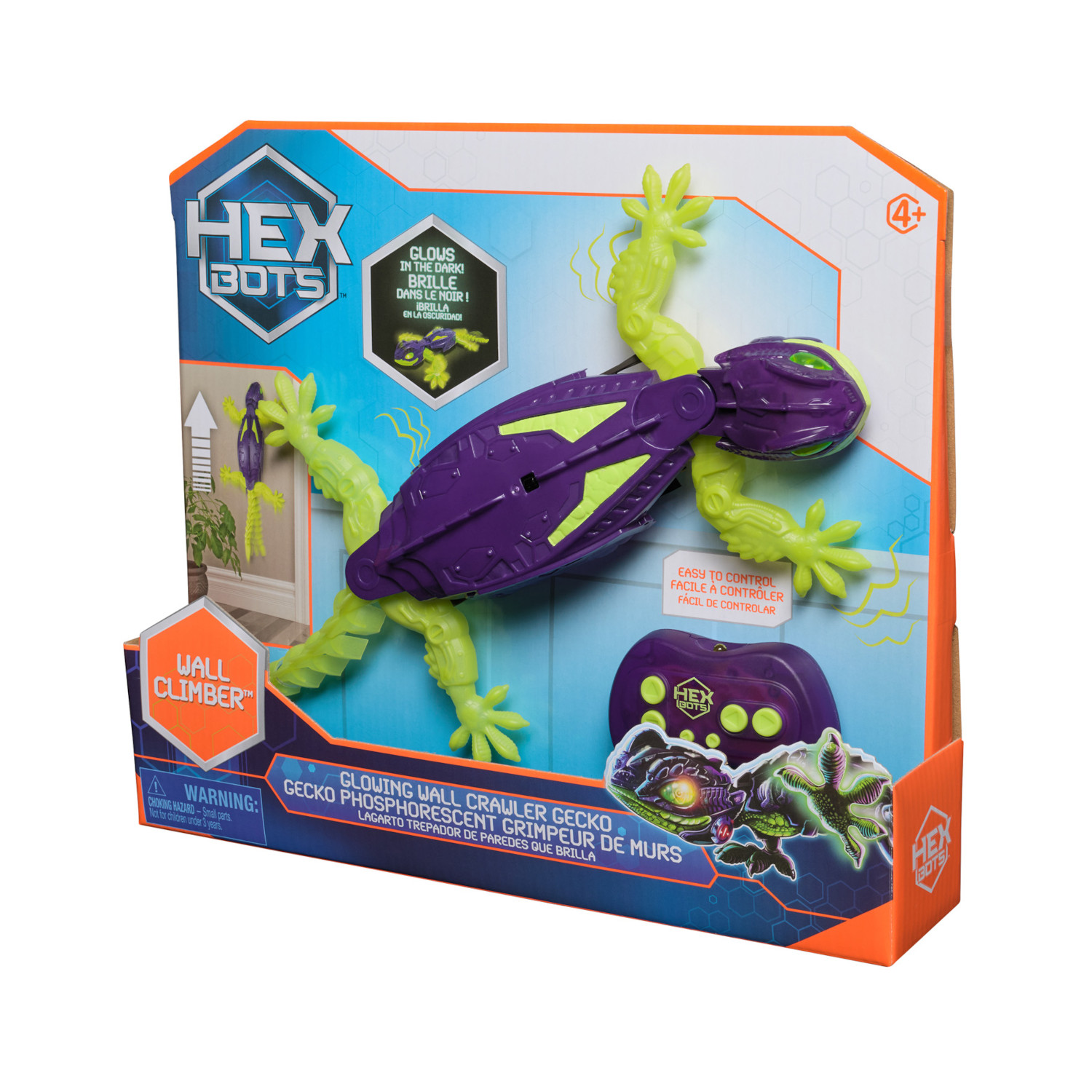 HEX BOTS Wall Crawler Gecko RC - Glow in the Dark