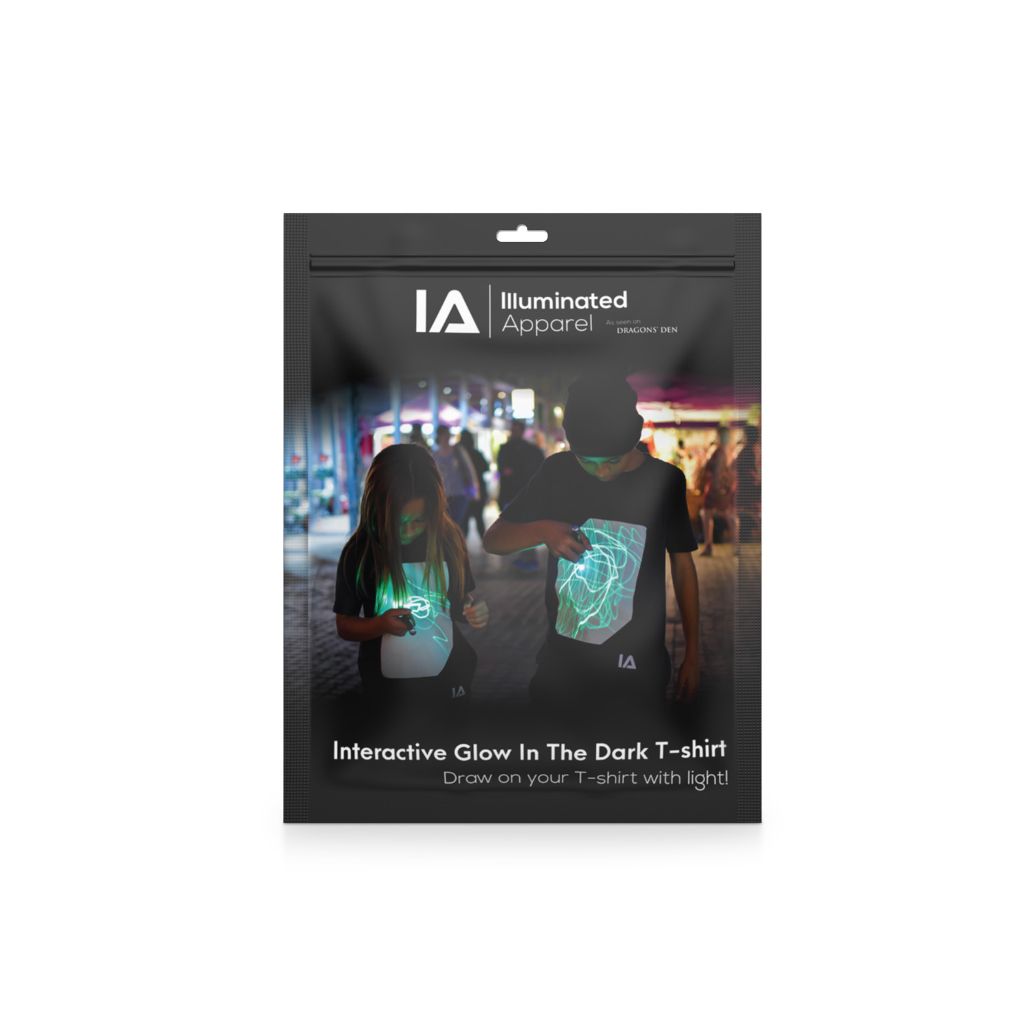 Interactive Glow Shirt + Keyring Black, 9-11 Years