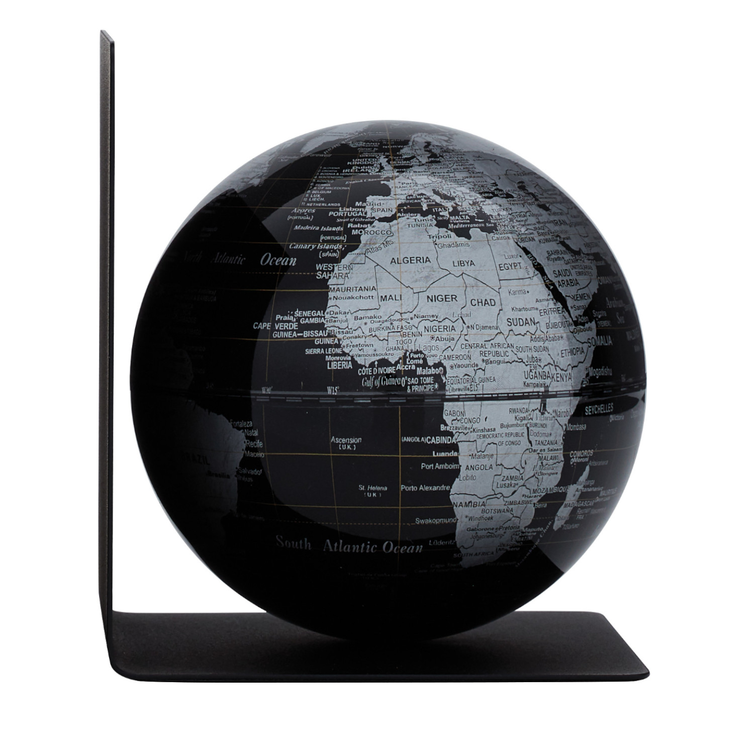 Buchstütze BOOKGLOBE SINGLE - Schwarz/Silberfarben Buchstütze BOOKGLOBE SINGLE - Schwarz/Silberfarben