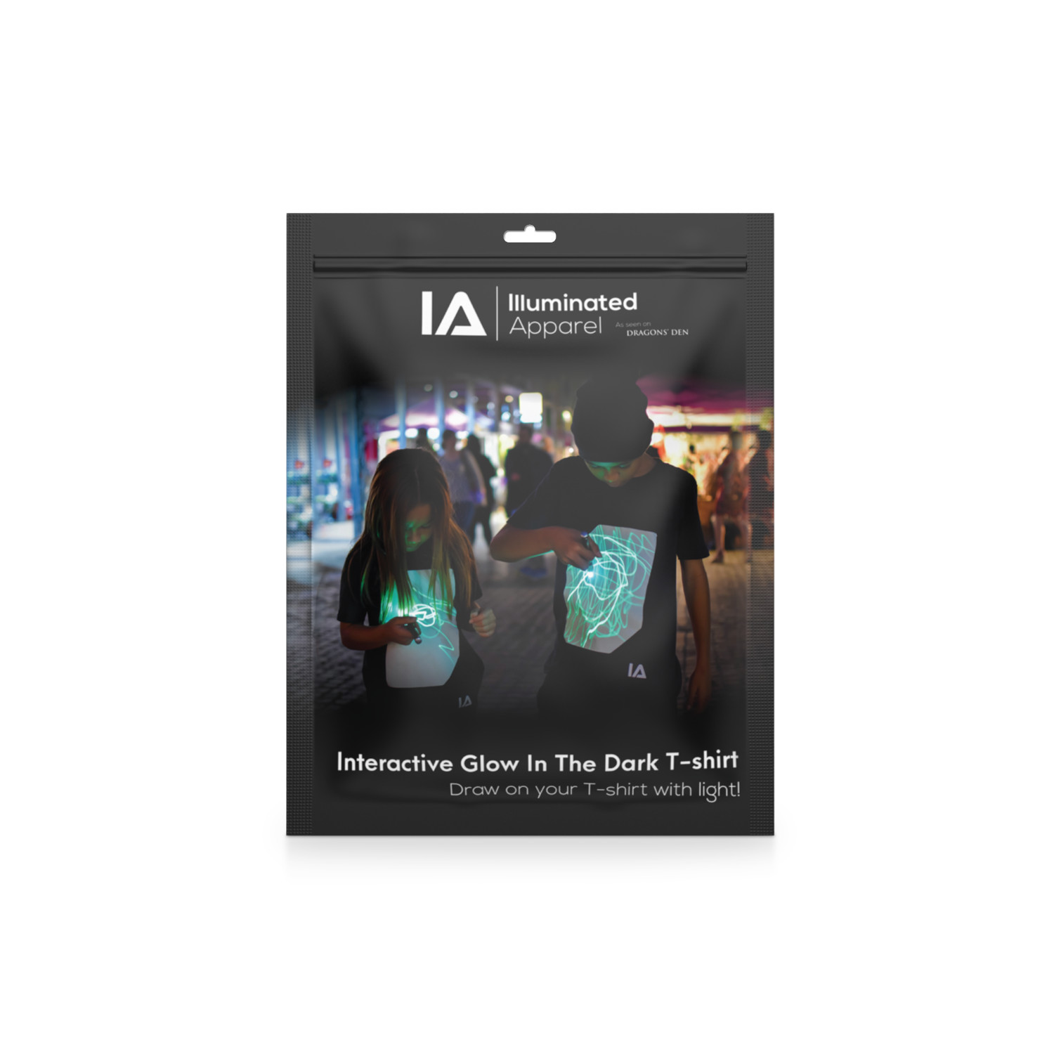 Interactive Glow T-Shirt incl. Keyring Black, M 