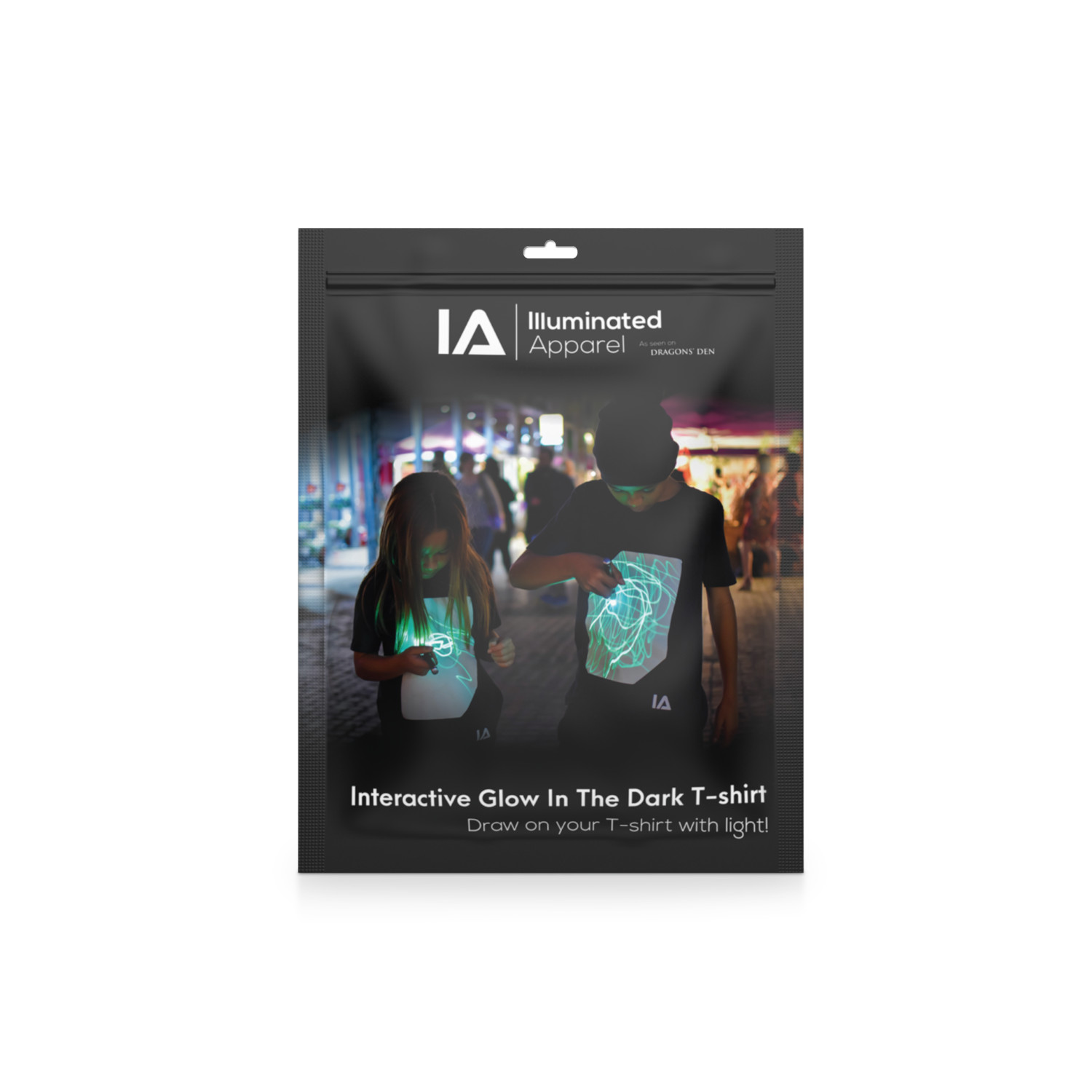 Interactive Glow Shirt+Keyring Black, 12-14 Years