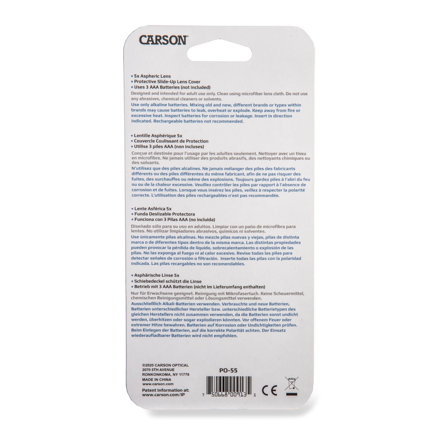 Carson MiniBrite 5x Taschenlupe mit Schutzhülle 