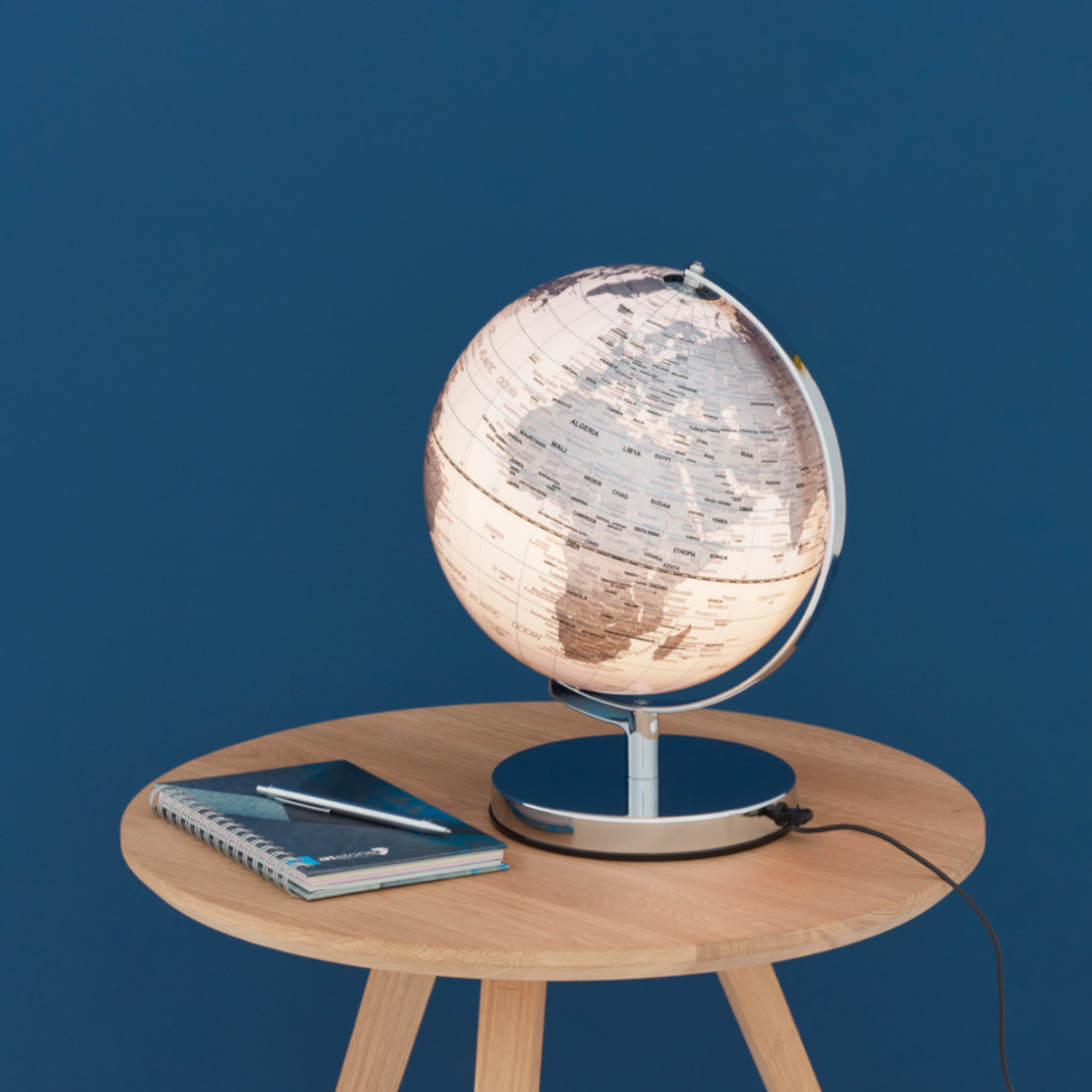 TERRA LIGHT - Leuchtglobus 25cm, silbern/silbern