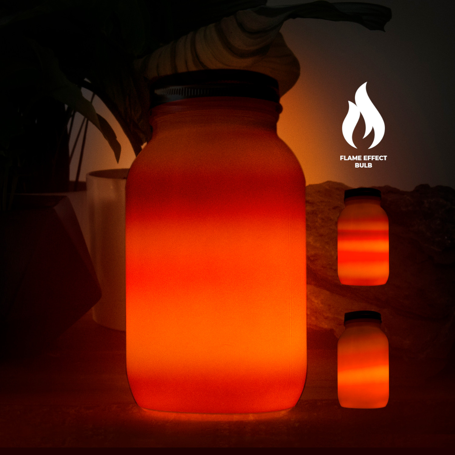 Feuer im Glas Laterne- solarbetrieben