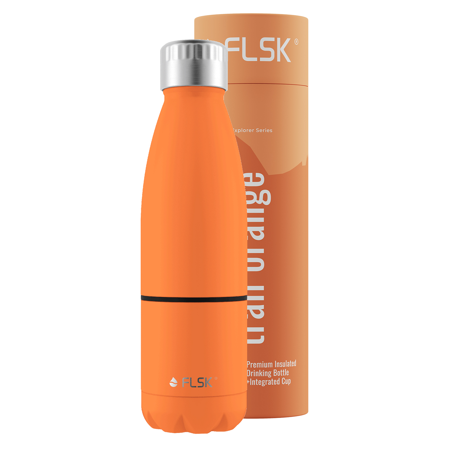 FLSK Trinkflasche mit Becher 700ml trail orange