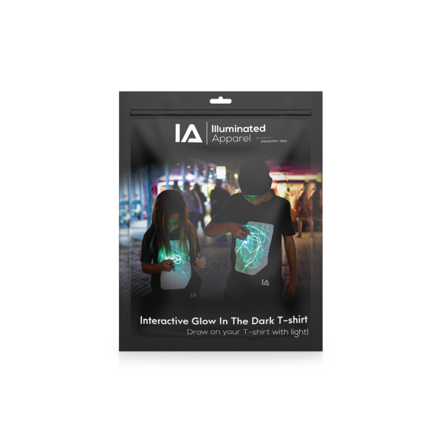 Interactive Glow T-Shirt incl. Keyring Black, L 