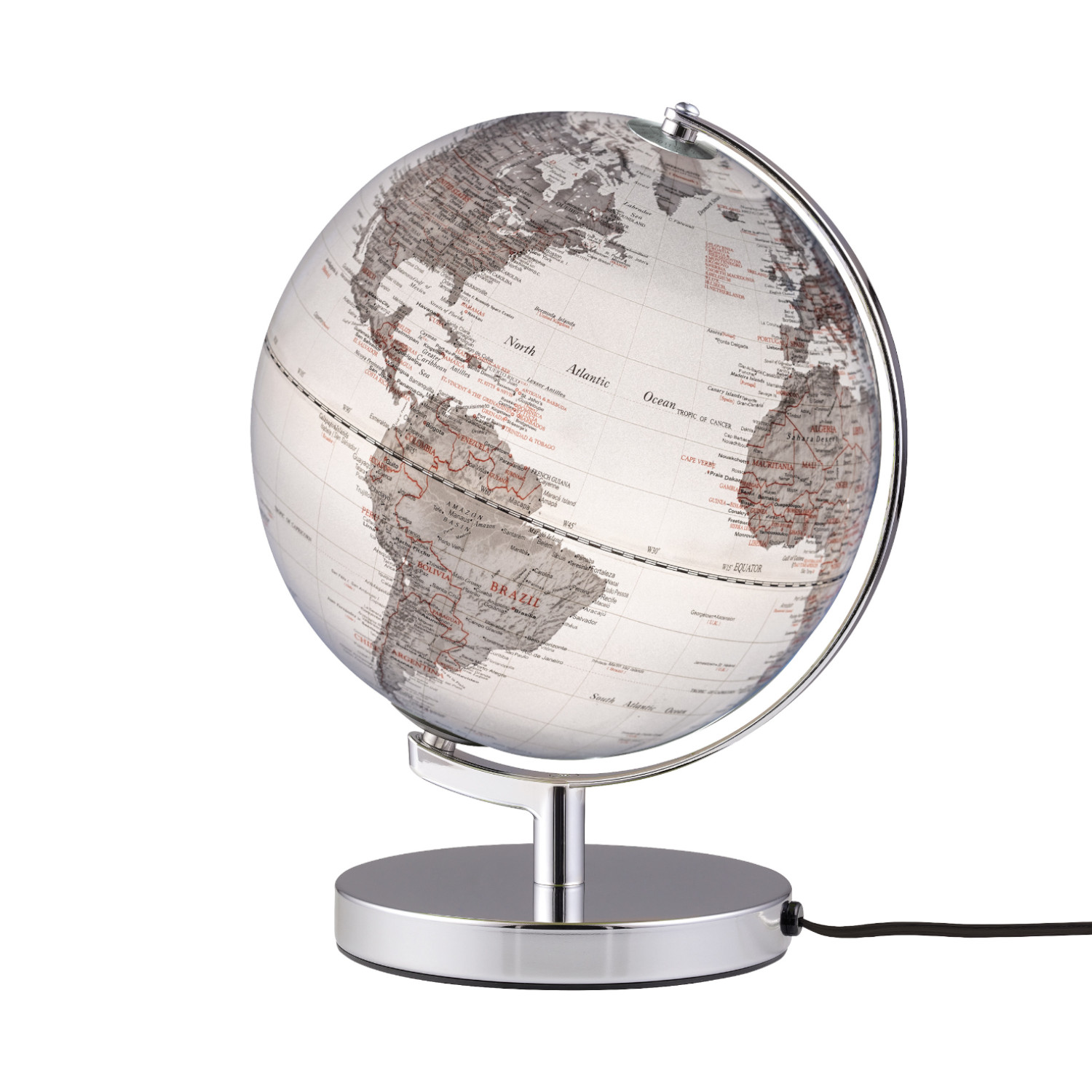 TERRA LIGHT - Leuchtglobus 25cm, silbern/silbern