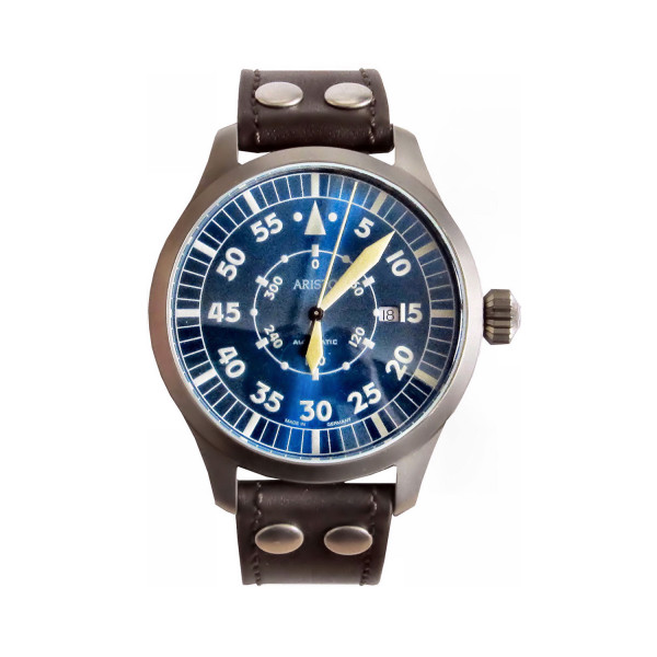 Aristo Fliegeruhr Blaue 47 - Navigator Edelstahl sandgestrahlt