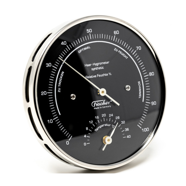 Wohnklima-Hygrometer mit Thermometer 100 mm Edel