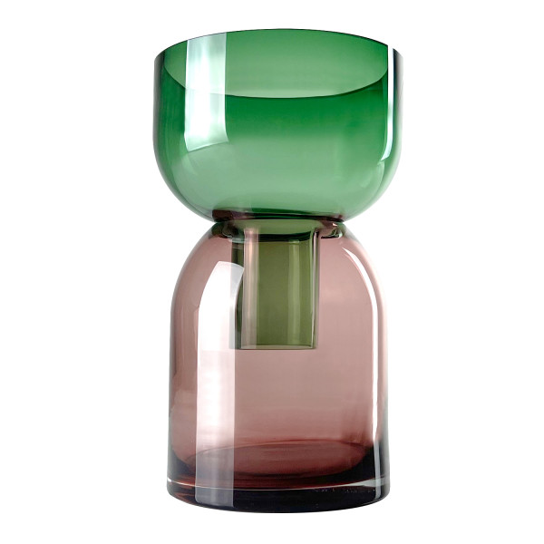Flip Vase Green & Pink Medium