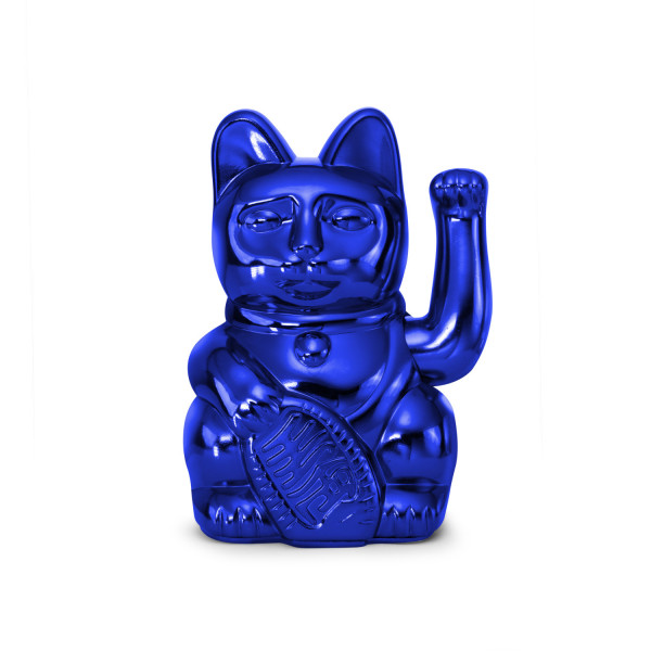 Winkekatze Erde Edition - Blau glänzend