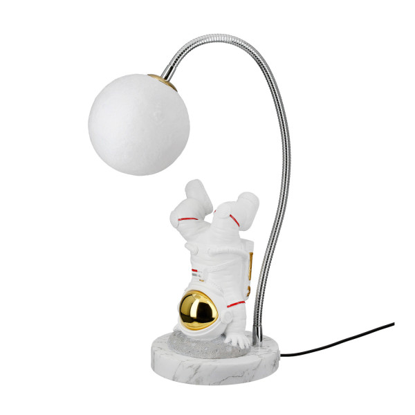 Tischleuchte (LED), Mond, Neil, Kunstharz, weiß
