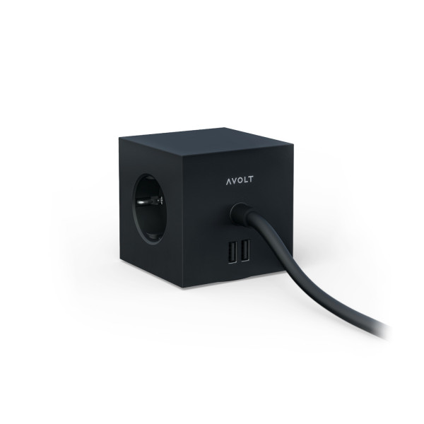 Mehrfachsteckdose Square 1 USB & Magnet - schwarz